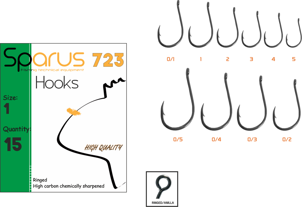 Sparus 723 Anzuelo Carbono con Ojal
