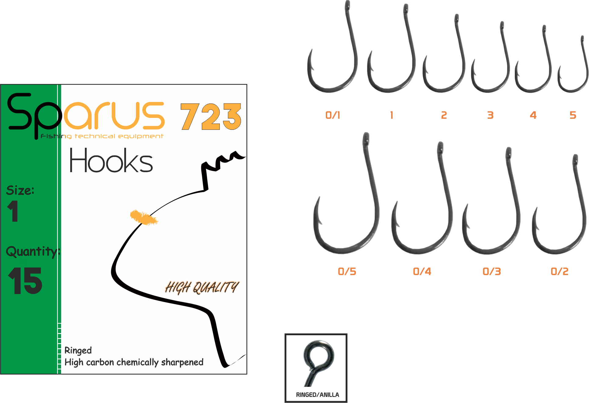 Sparus 723 Anzuelo Carbono con Ojal