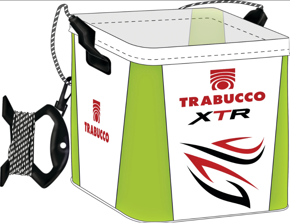 Trabucco XTR Surf EVA White Drop Bucket | Cubo Plegable 8L Cuerda 6m Surfcasting
