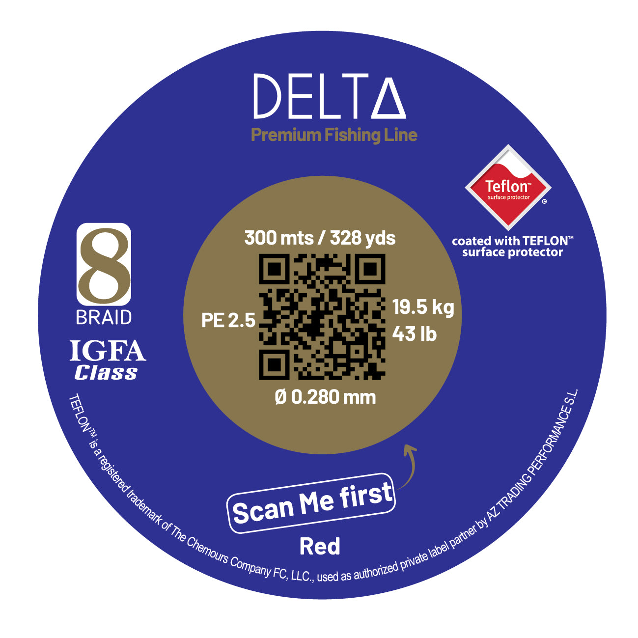 Hilo Teflon 8 Braid Red 300 MT DELTA