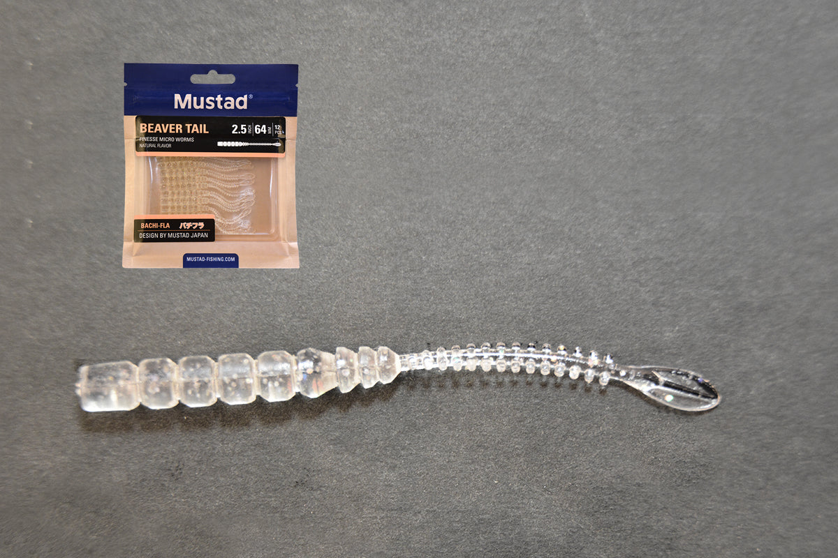Mustad Aji Worm Beaver Tail · Vinilo naranja luminiscente