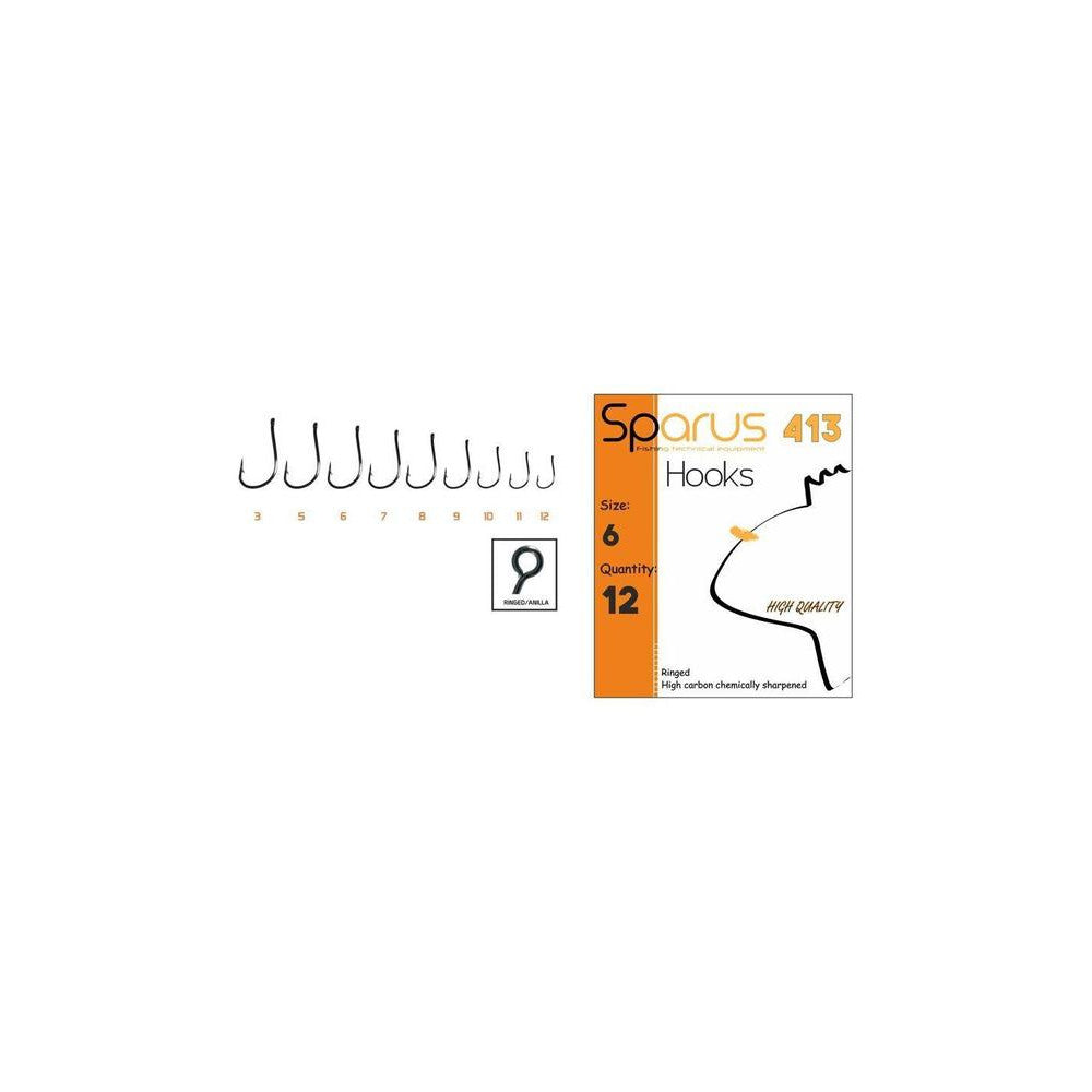 Sparus 413 Anzuelo Carbono Pata Larga con Ojal