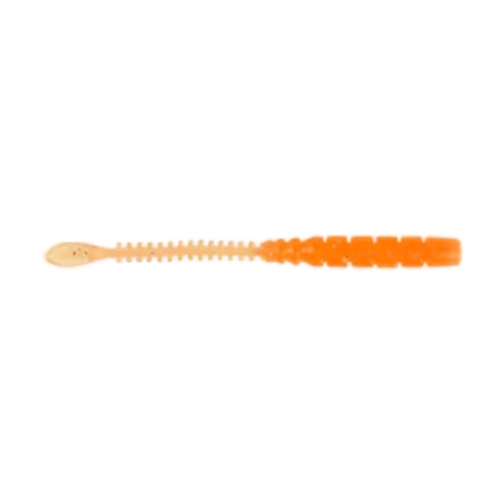 Mustad Aji Worm Beaver Tail · Vinilo naranja luminiscente