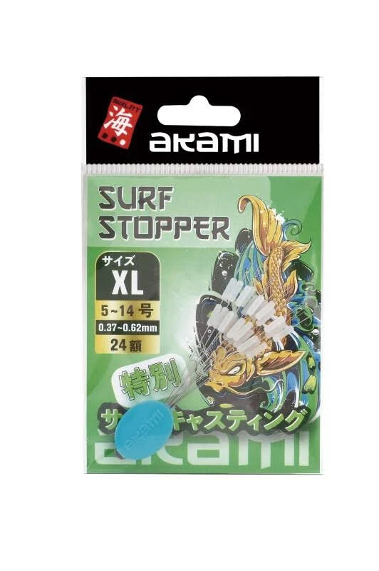 Akami Surf Stopper XL – Tope Silicona Surfcasting 2x7mm (24 uds)