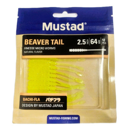 Mustad Aji Worm Beaver Tail · Vinilo naranja luminiscente